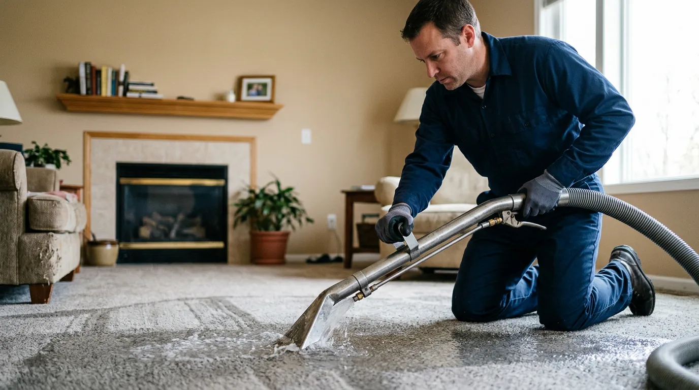 Water damage restoration technician working near Stevens Point, WI